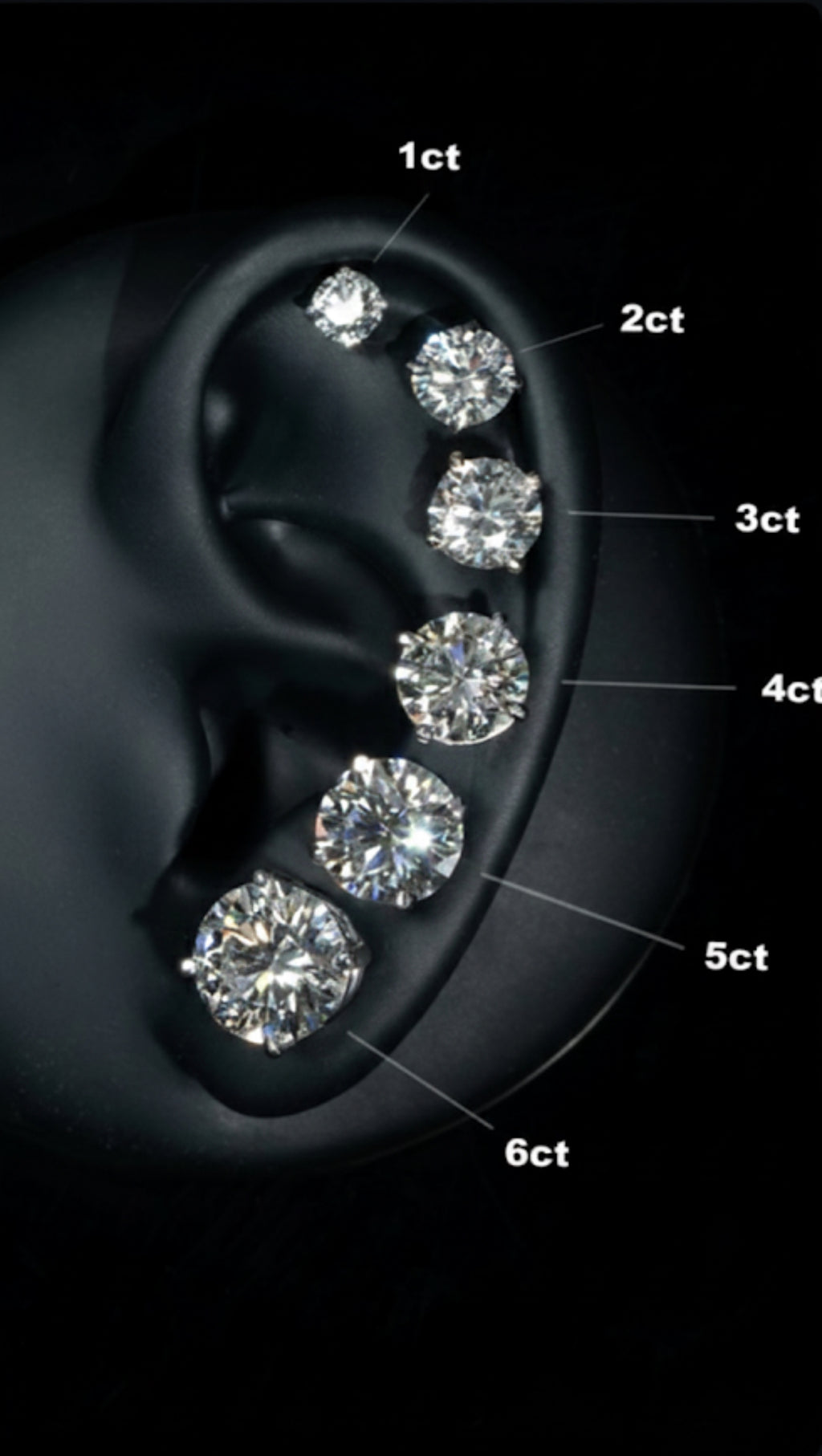 1-6 CTW LAB Stud Diamond Earrings 14k Solid Gold