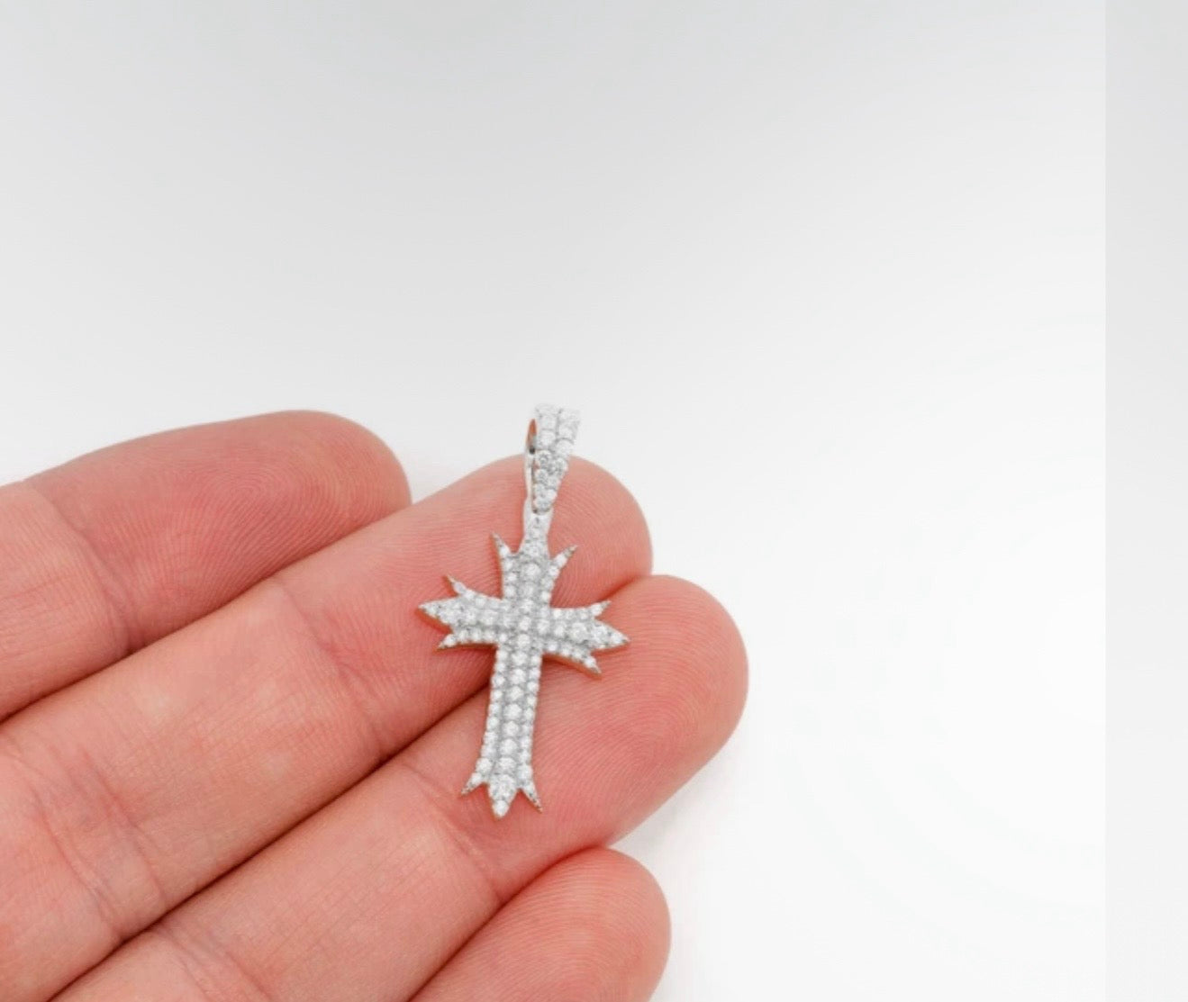 deco three row cross diamond pendant 14k solid gold 0.65ctw