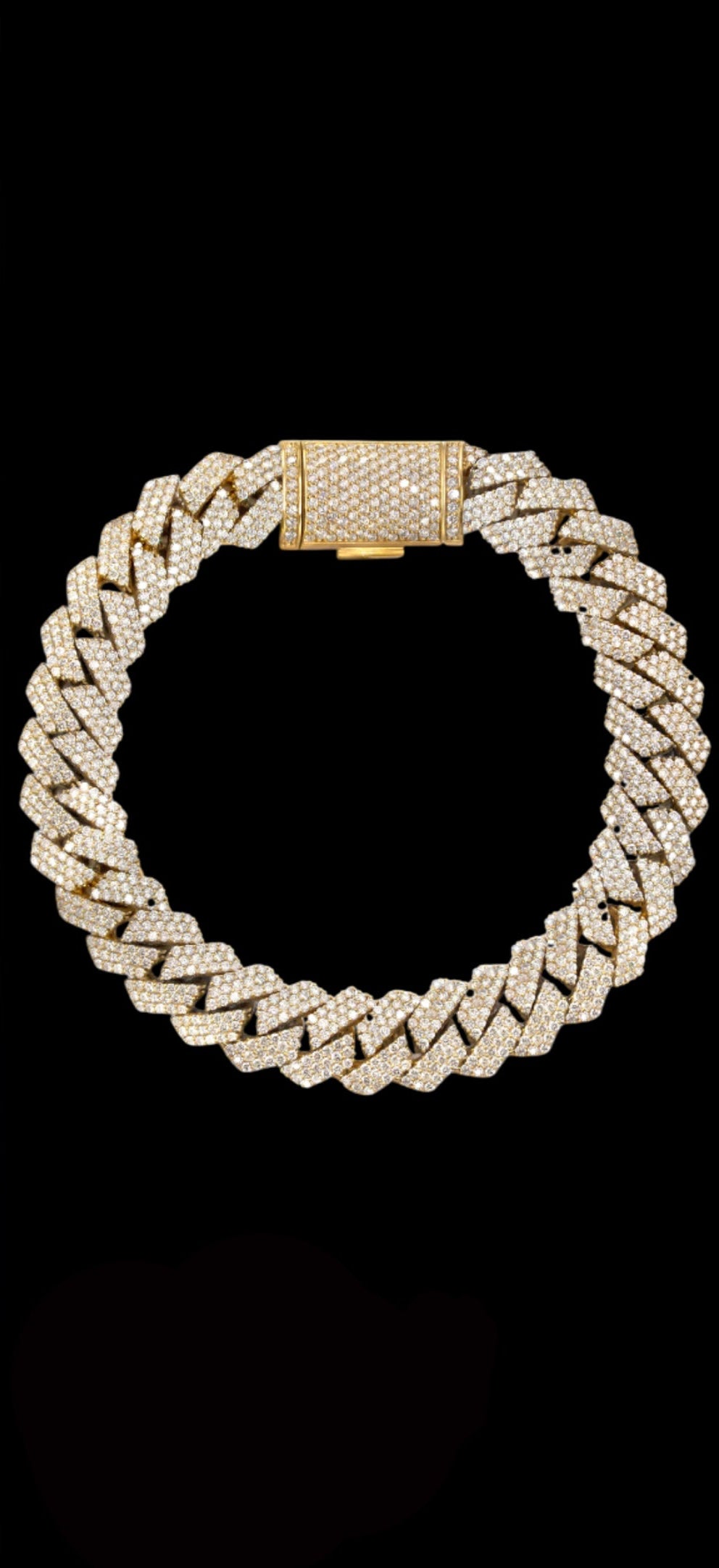 Iced Out Diamond Prong Cuban Link Rose Gold Bracelet
