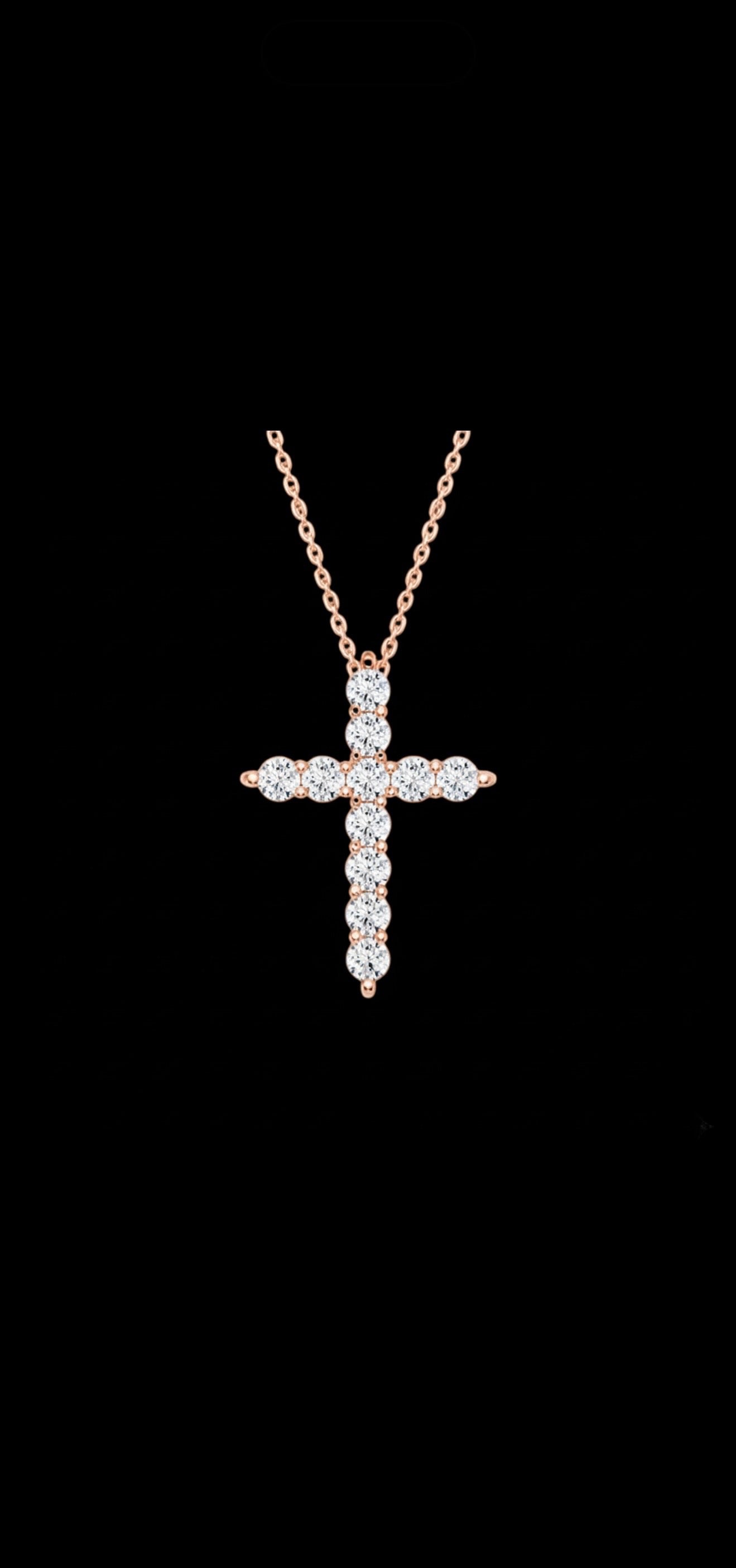 1ct Natural Diamond Cross Pendant 14k Gold