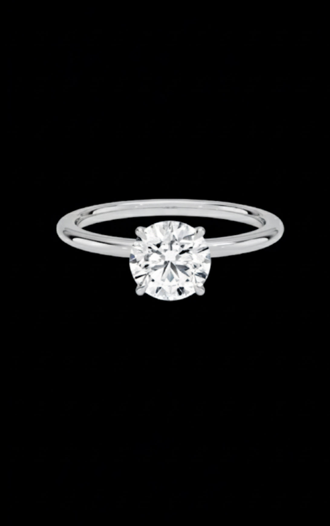 1.5mm Solitaire Ring - 1ct Round LAB Diamond - 18K Yellow Gold