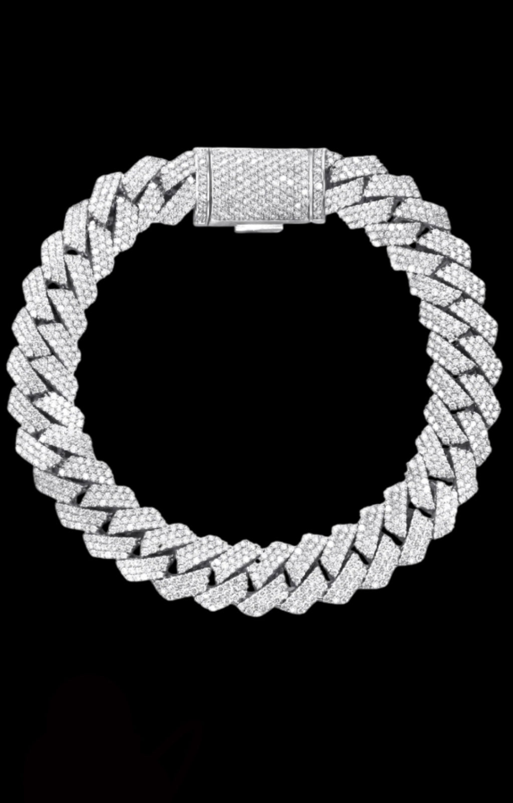 Iced Out LAB Diamond Prong Cuban Link Gold Bracelet
