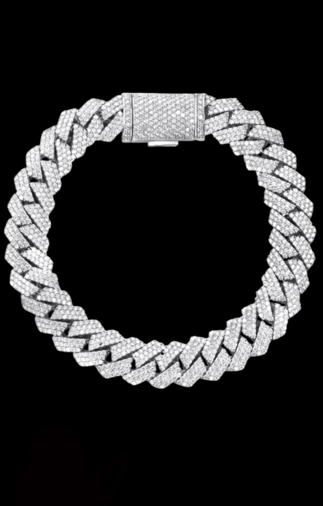 Iced Out LAB Diamond Prong Cuban Link Gold Bracelet
