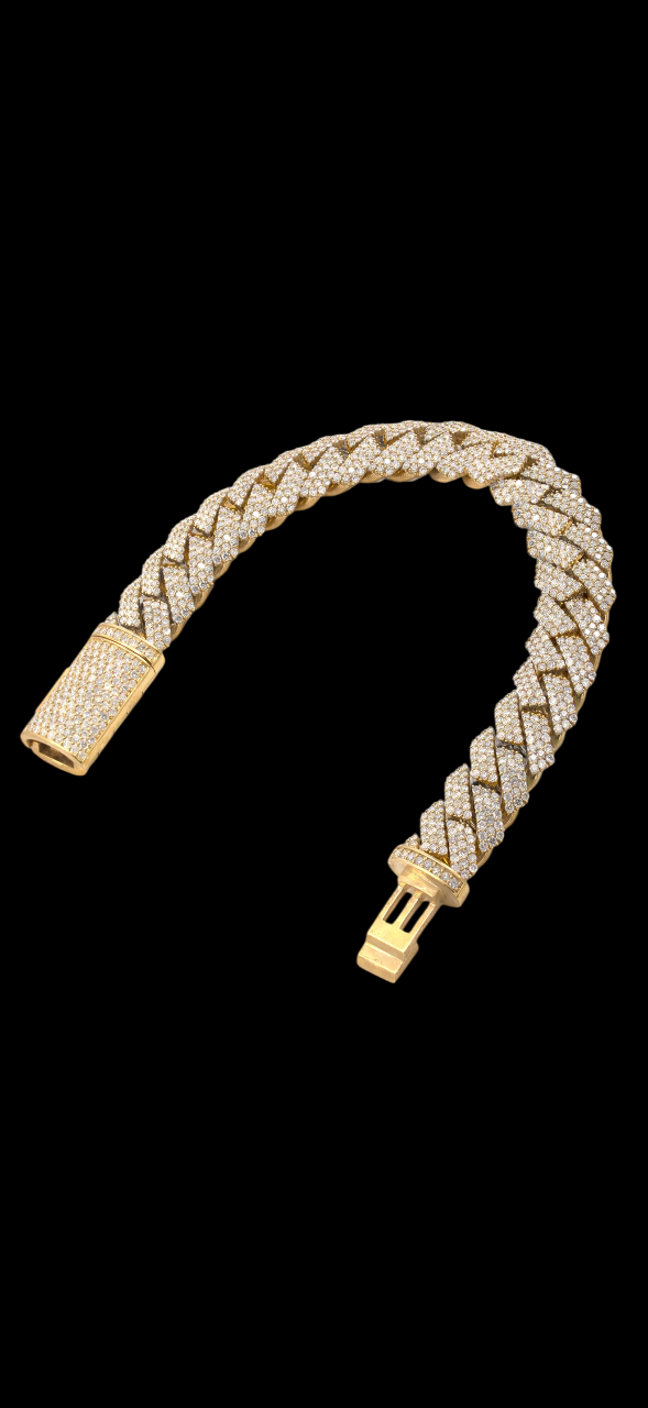Iced Out Diamond Prong Cuban Link Rose Gold Bracelet