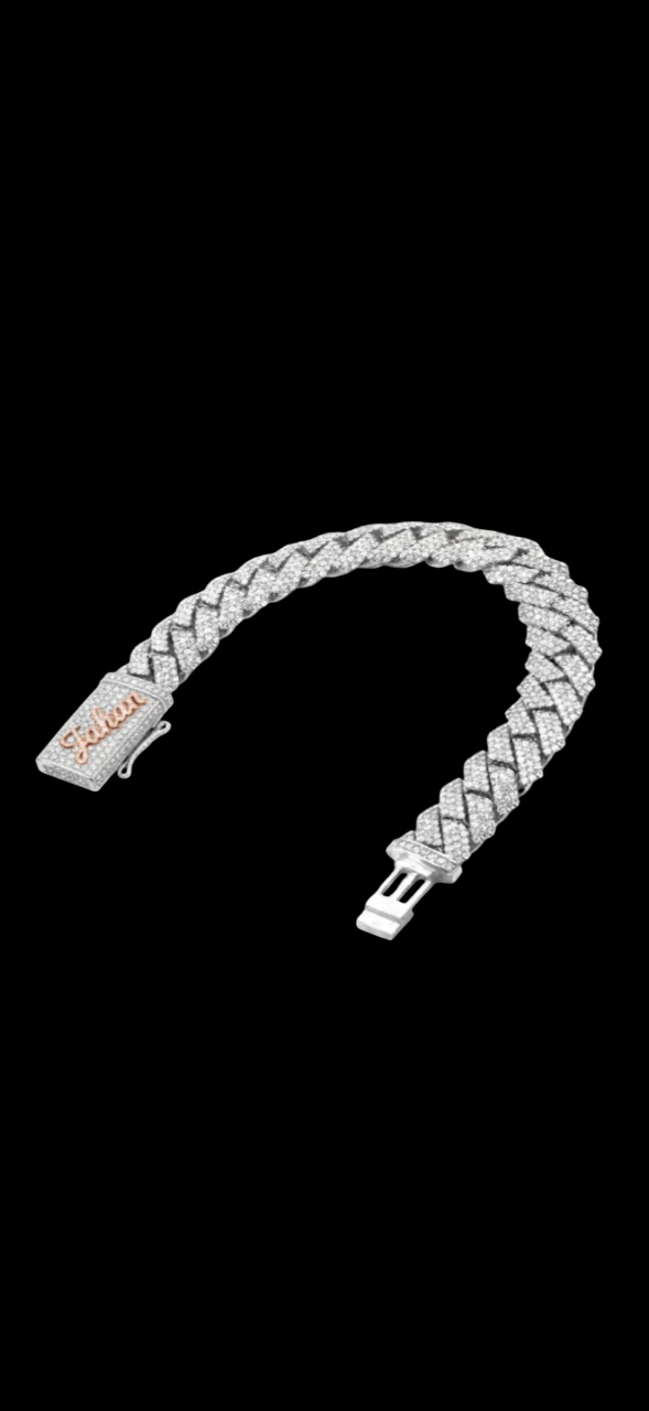 Iced Out Diamond Prong Cuban Link Rose Gold Bracelet