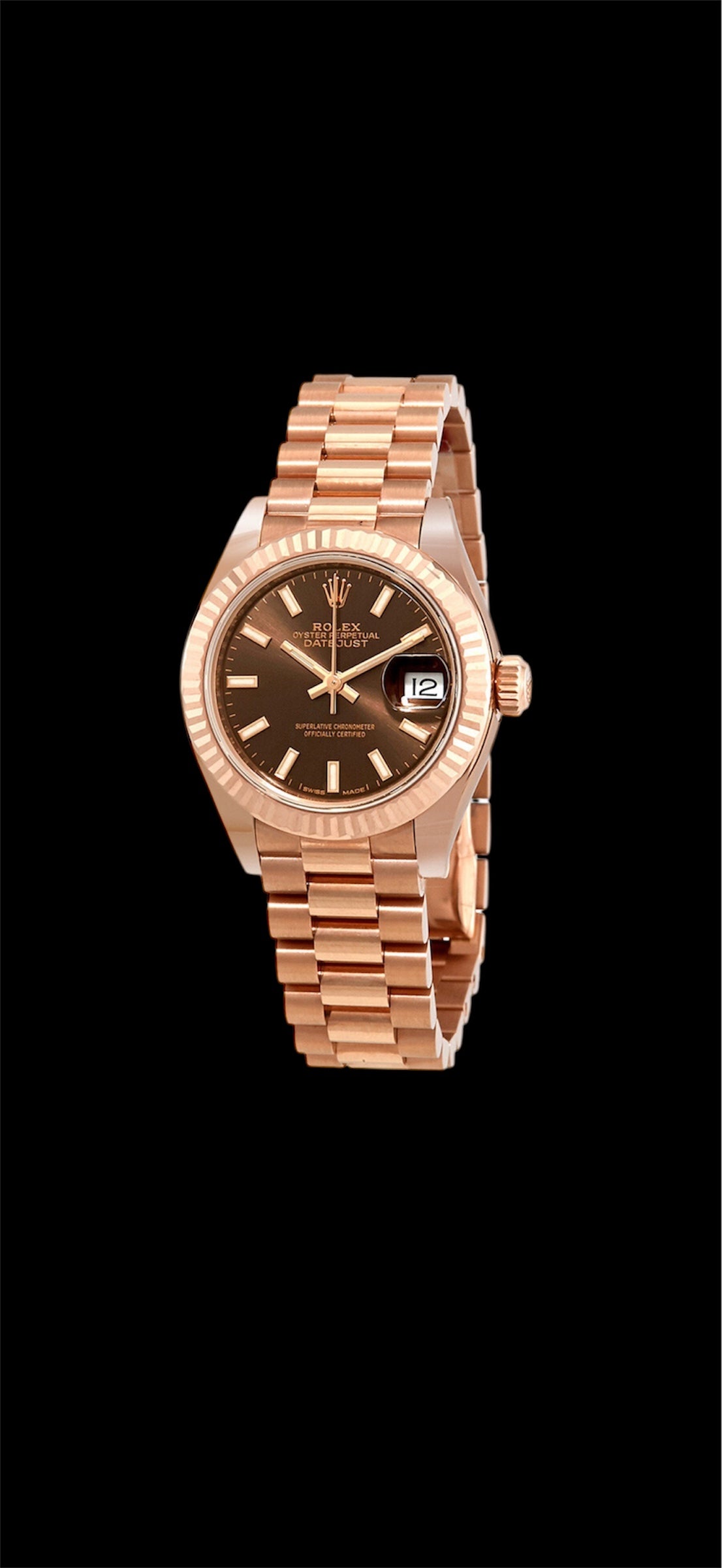 28mm Rolex Lady-Datejust Chocolate Dial - 18K Everose Gold