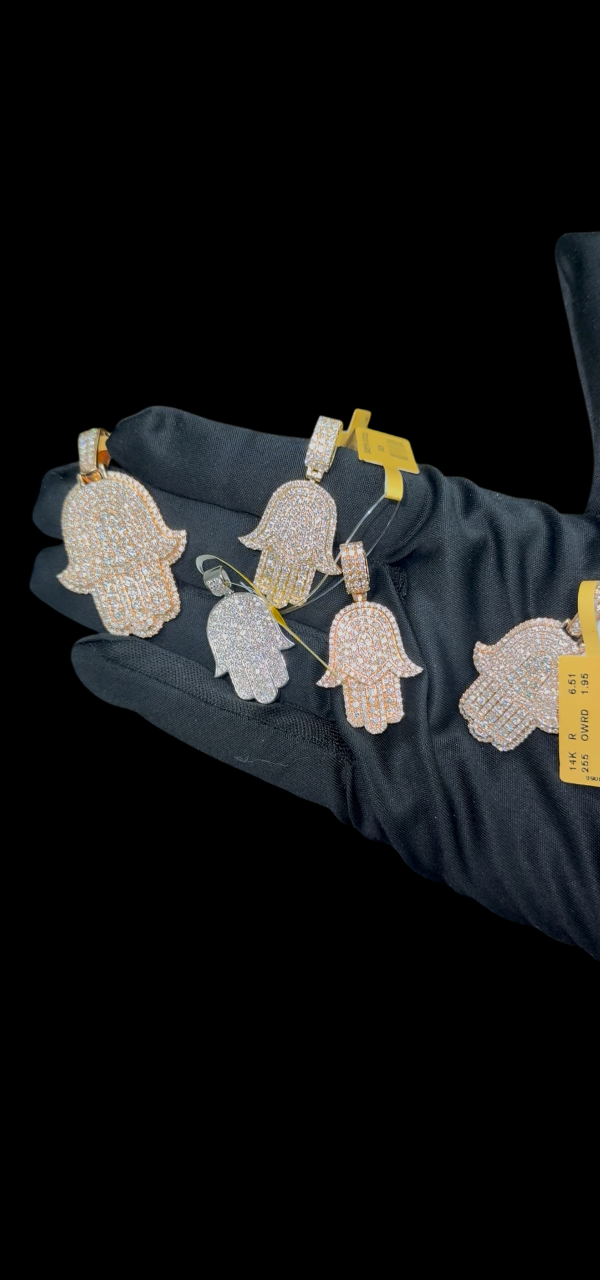 Gold Hamsa Hand with Natural Diamonds