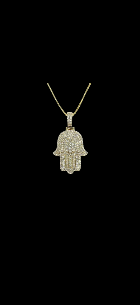 Gold Hamsa Hand with Natural Diamonds