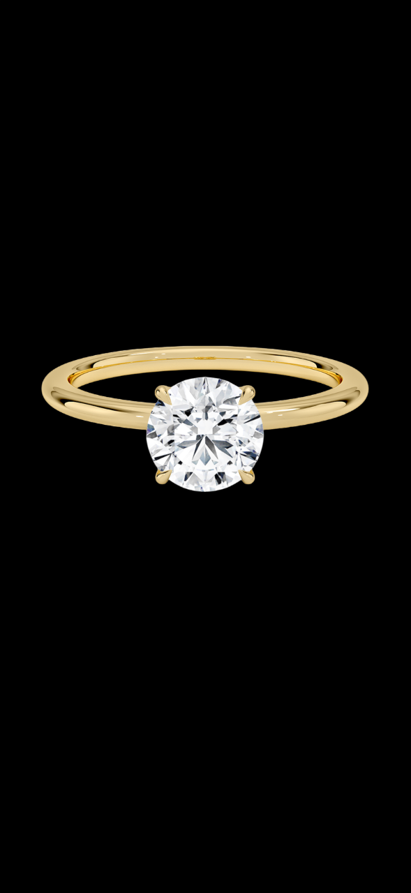1.5mm Solitaire Ring - 1ct Round LAB Diamond - 18K Yellow Gold