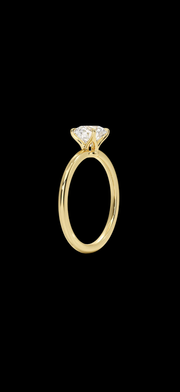 1.5mm Solitaire Ring - 1ct Round LAB Diamond - 18K Yellow Gold