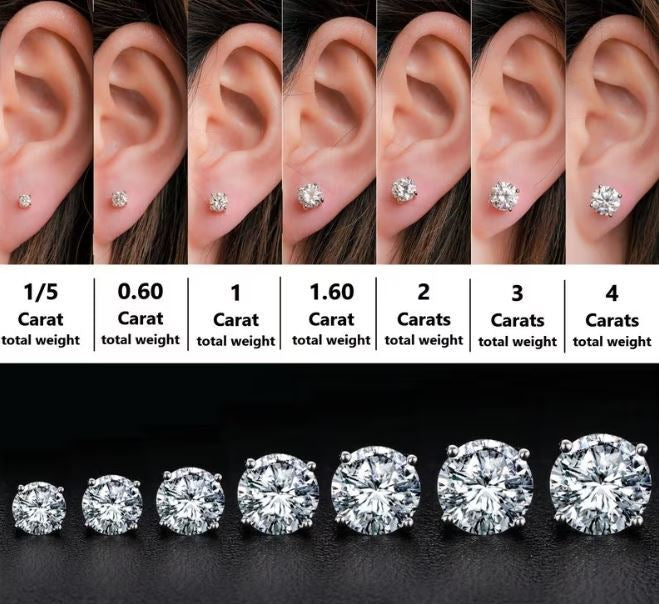 1-6 CTW Stud Diamond Earrings 14k Solid Gold