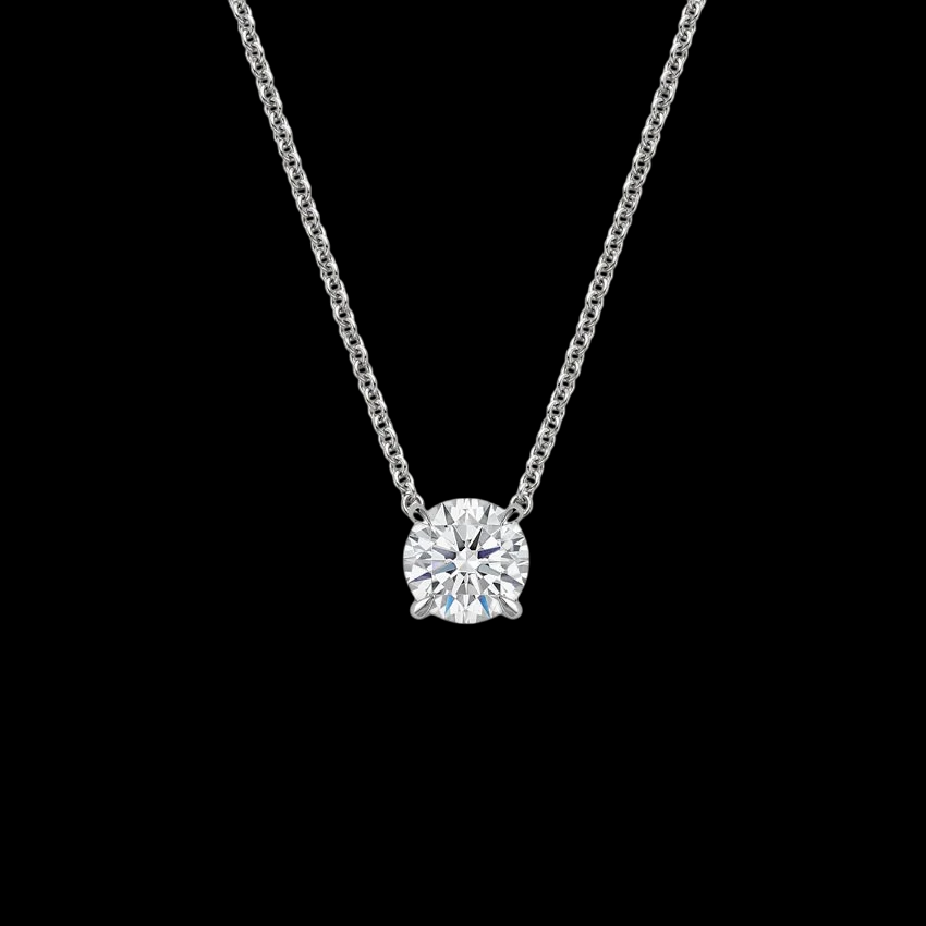 Solitaire Diamond Pendant (1 Ct ) in 18K White Gold