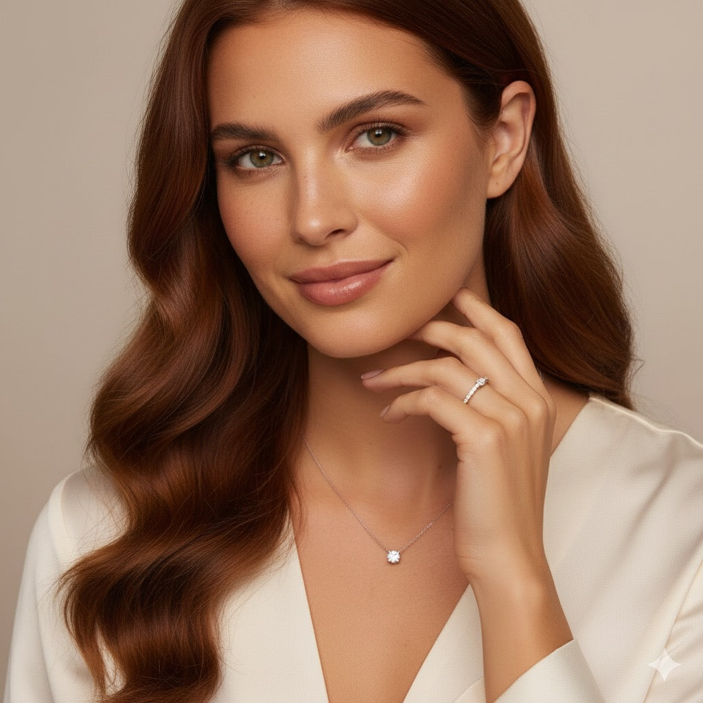 Solitaire Diamond Pendant (1 Ct ) in 18K White Gold