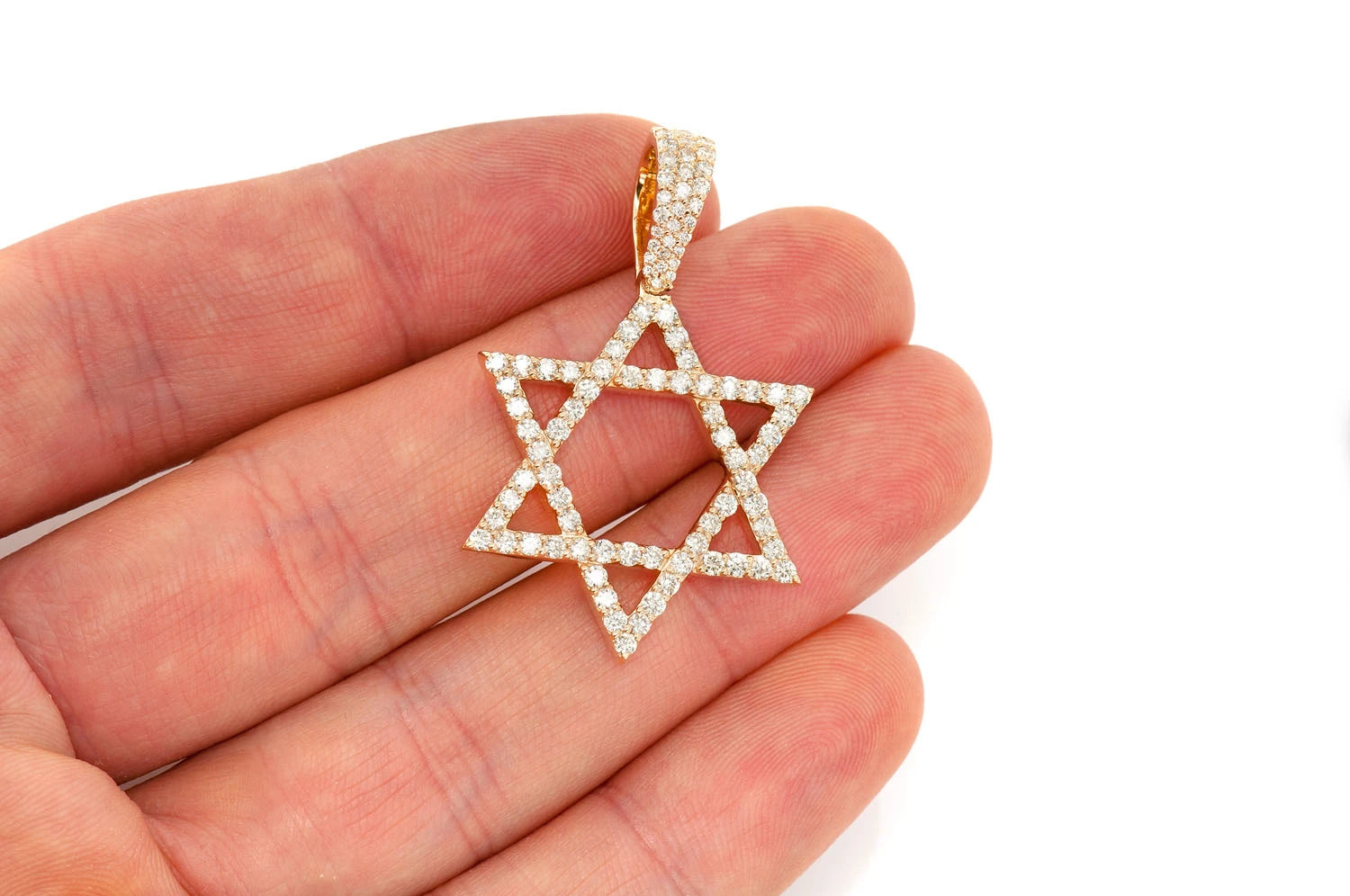 Natural Diamond Star of David Pendant