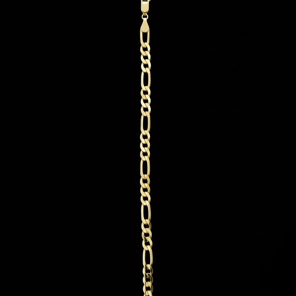 Solid 14K Yellow Gold Figaro Bracelet