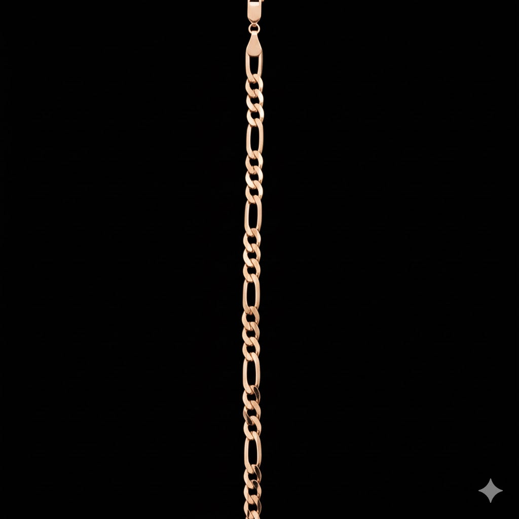 Solid 14K Yellow Gold Figaro Bracelet