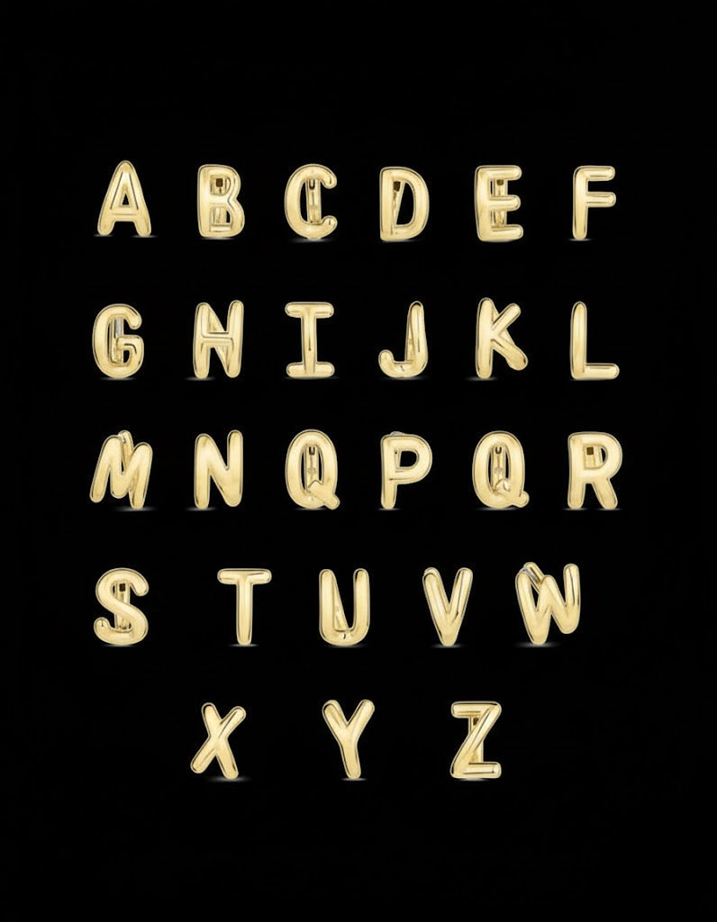 Alphabet Earrings - 14K Solid Yellow Gold