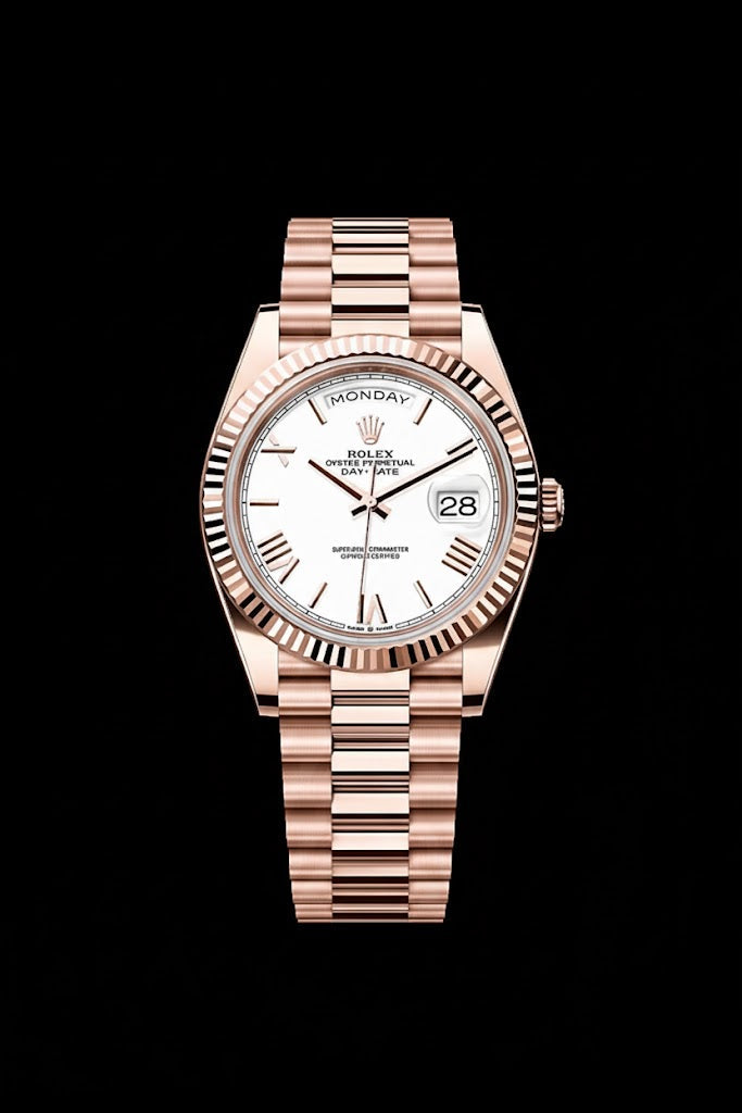 2021 Day-Date 40 Rolex Day-Date 40 President Rose Gold White Roman Dial 228235