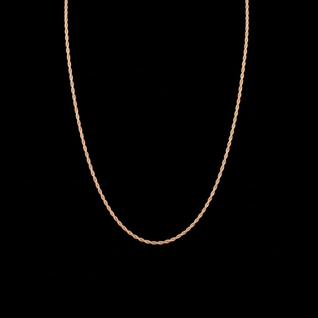 Solid 14K Yellow Gold 1mm 18" Rope Chain