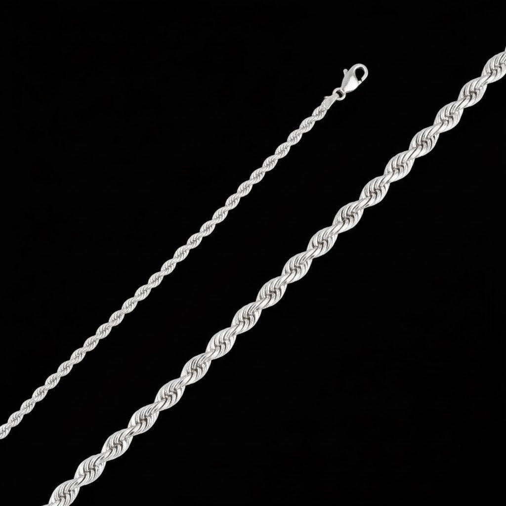 Solid 14K Yellow Gold 3mm 22" Rope Chain