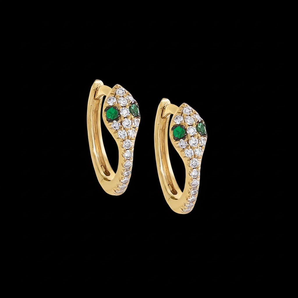 Diamond Snake Huggie Earring 14K